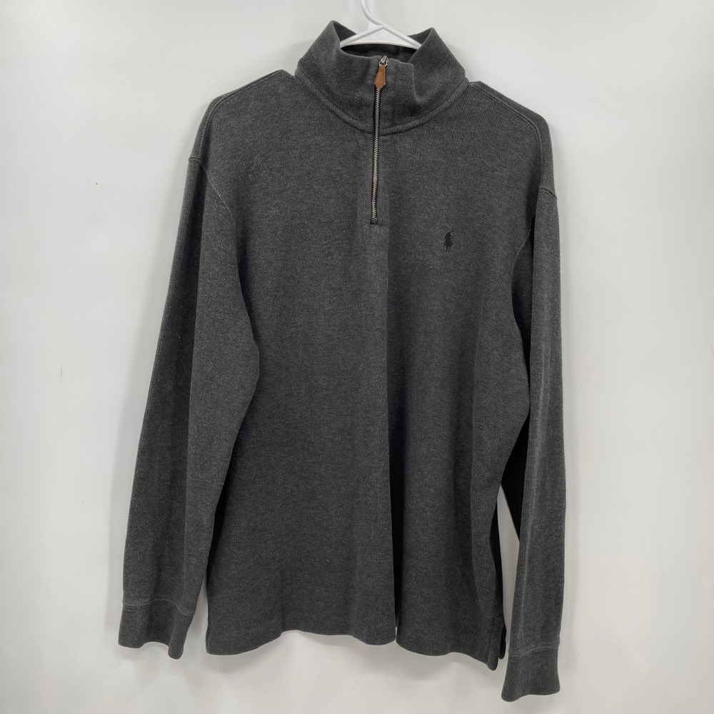 Polo by Ralph Lauren Mens Gray 1/4 Zip Long Sleeve Pullover Sweater